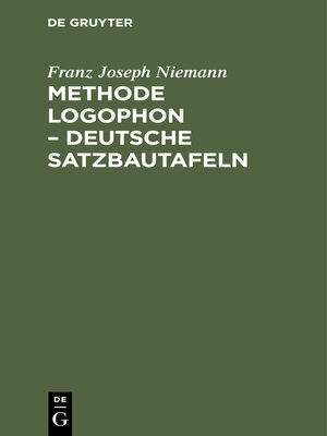cover image of Methode Logophon – Deutsche Satzbautafeln